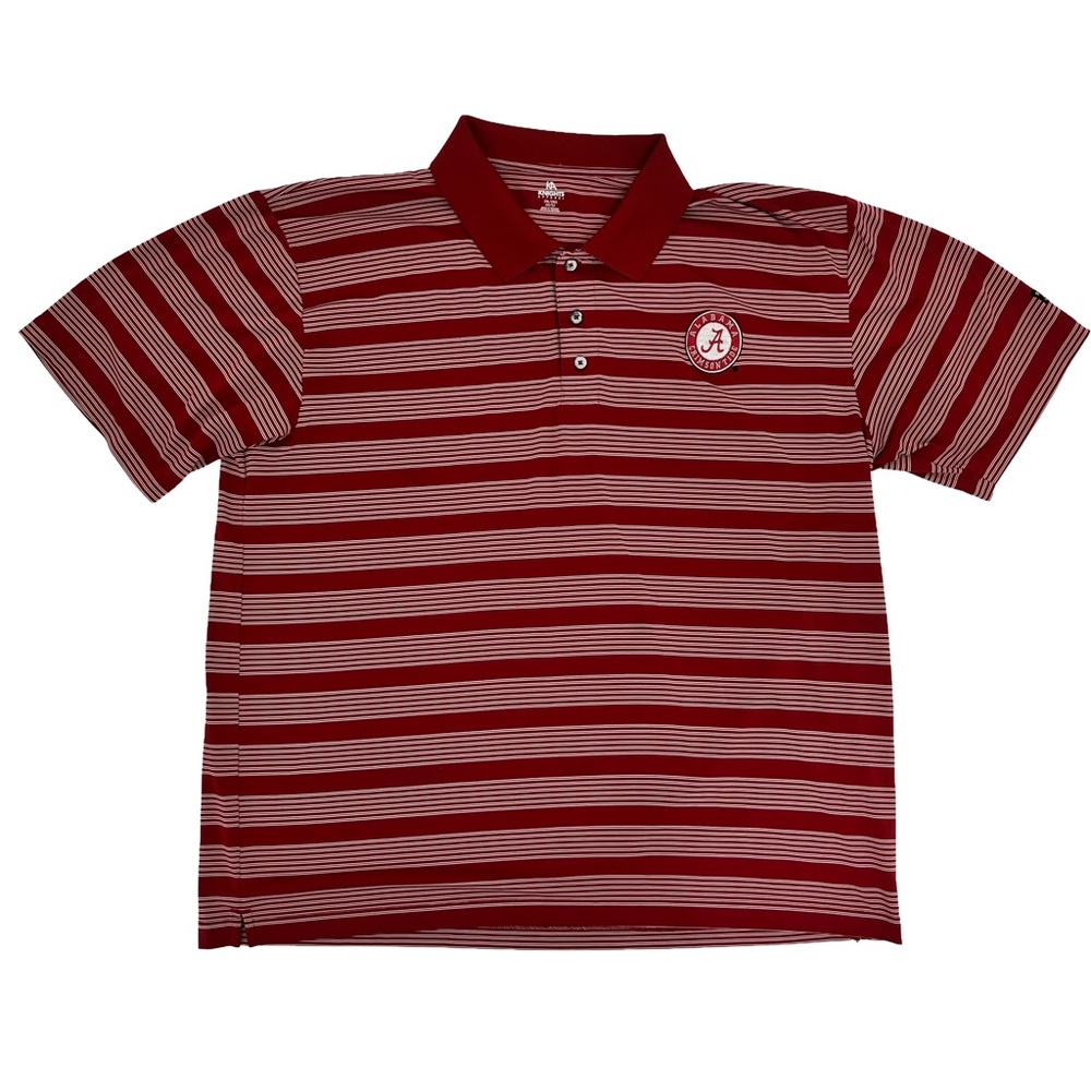 KA Knights Apparel Mens 2XL Alabama Crimson Tide Polo Shirt Red Striped Logo‎